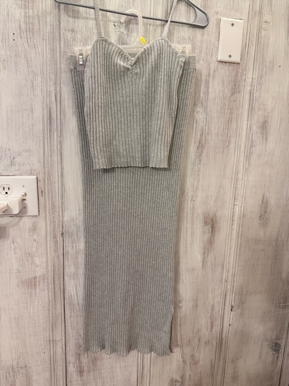 Olive & Oak Light Gray Ribbed Knit Maxi Two-Piece Set - Picture 9 of 11